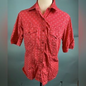 Pink flower patterned button up